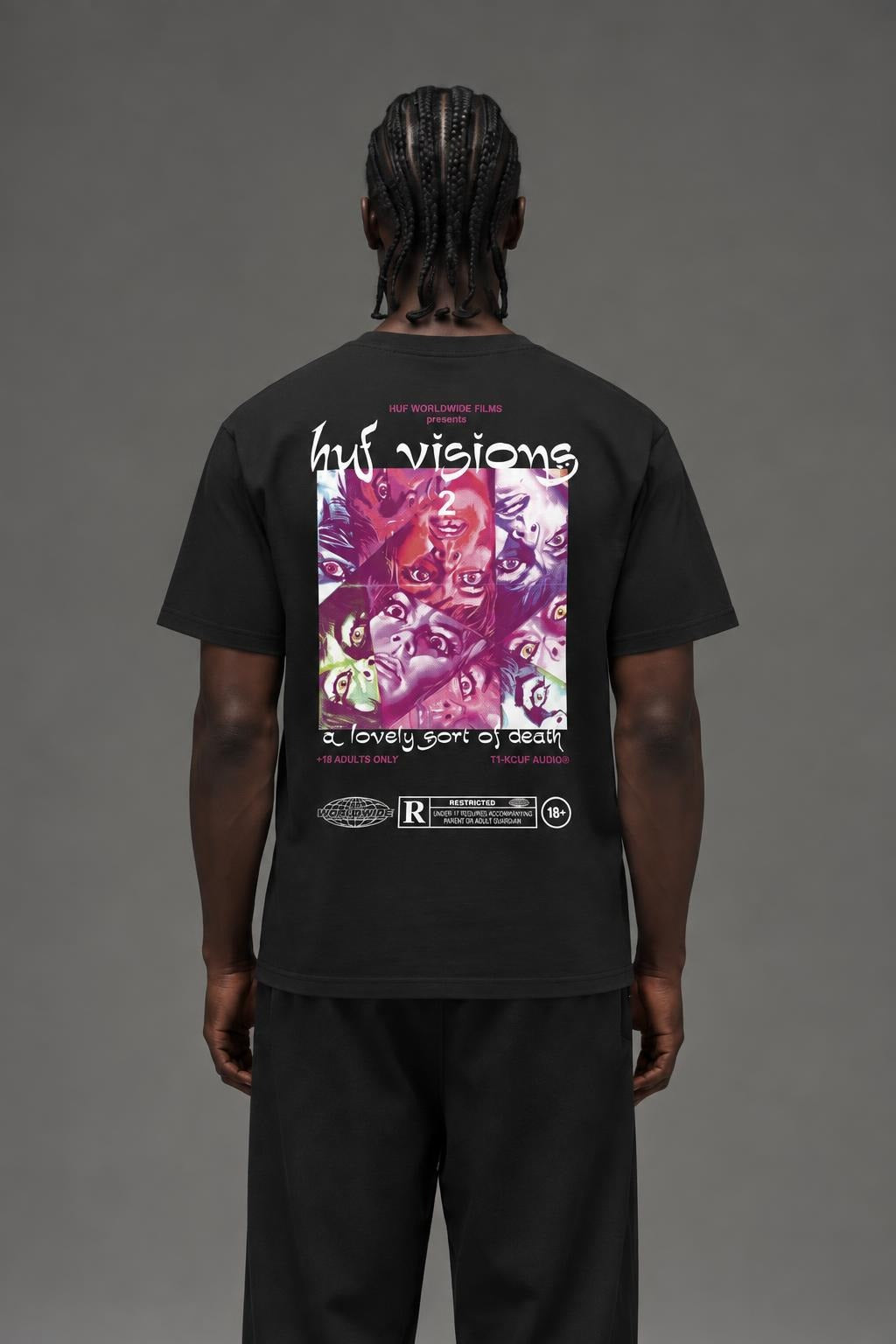 AI model photo - HUF Lovely Sort Short Sleeve Tee Black TS01200