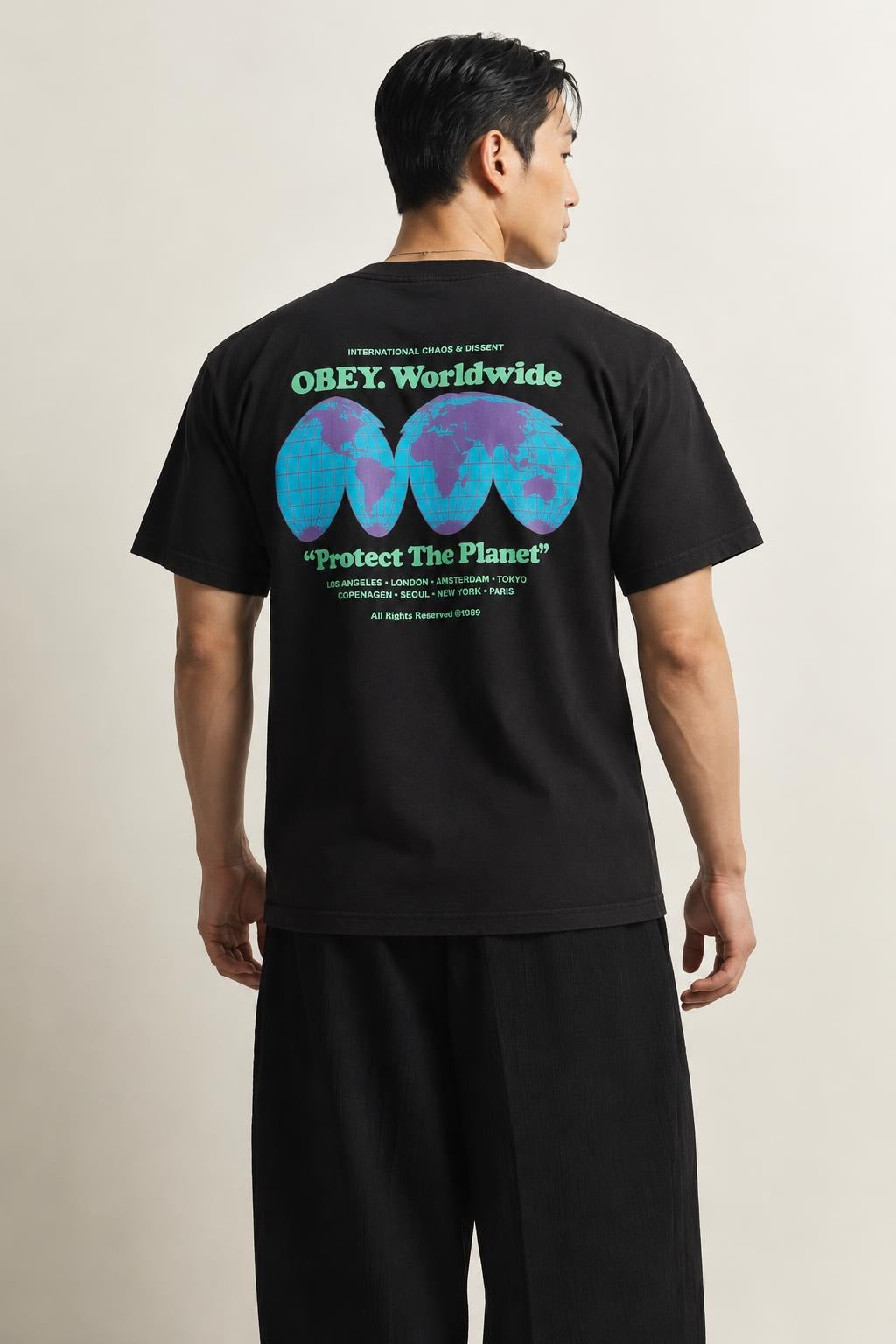 AI model photo - OBEY Protect The Planet Organic T-Shirt Black 163002537
