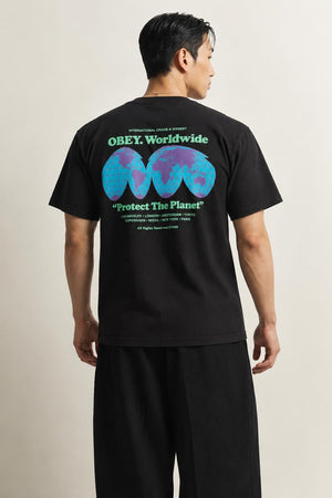 AI model photo - OBEY Protect The Planet Organic T-Shirt Black 163002537