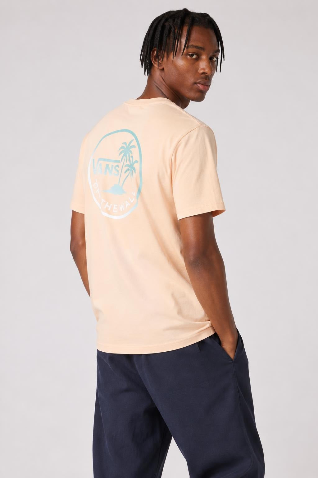 AI model photo - Vans Man Vintage Mini Dual Palm Tee Apricot Ice VN0A3H5LP1J