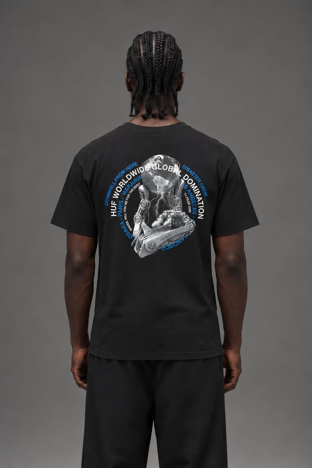 AI model photo - HUF Robotics S/S Tee Black TS01334