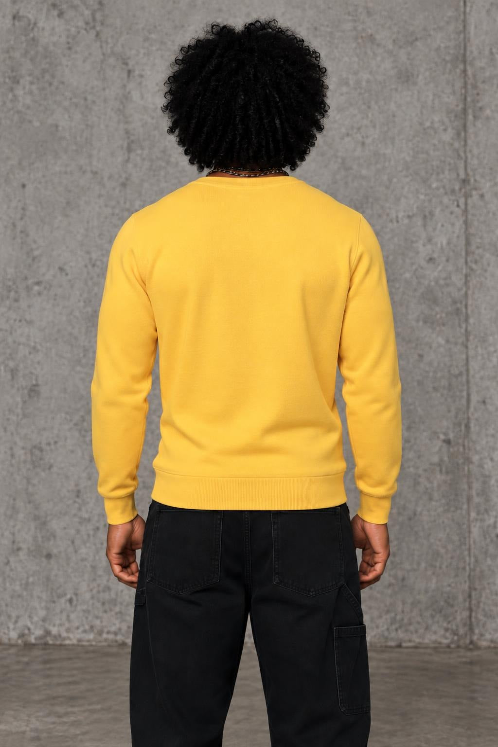 AI model photo - Tommy Hilfiger Men's Signature Solid Crew Neck Sweater Aspen Gold 78J0478 730