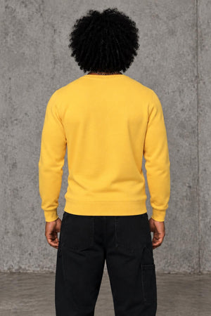 AI model photo - Tommy Hilfiger Men's Signature Solid Crew Neck Sweater Aspen Gold 78J0478 730