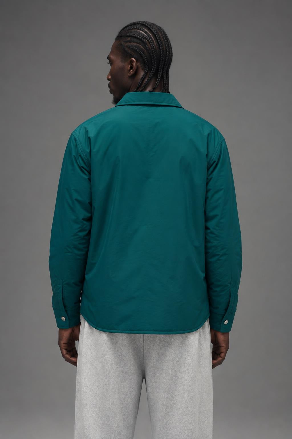 AI model photo - Deus ex machina Men's Alpine Paddede Overshirt Trek Green DMF226489