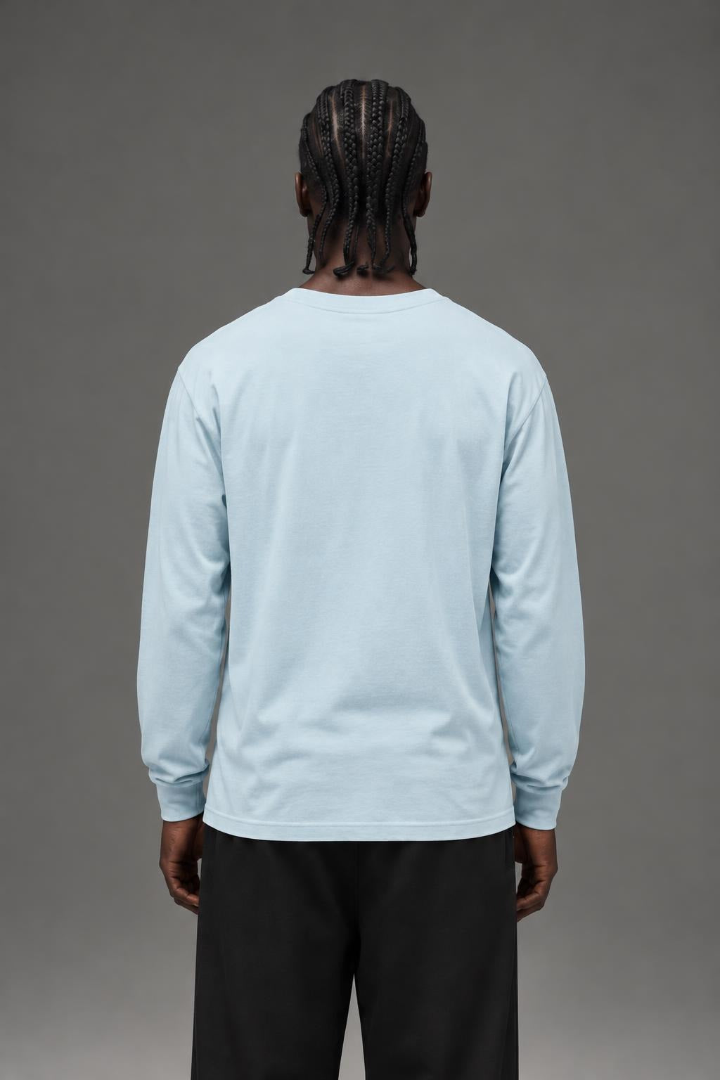 AI model photo - HUF Psycho Daisies Long Sleeve T-Shirt Light Blue TS01158