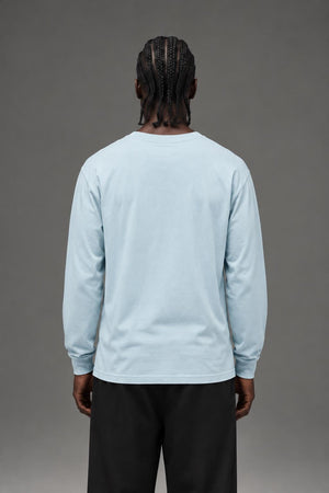 AI model photo - HUF Psycho Daisies Long Sleeve T-Shirt Light Blue TS01158