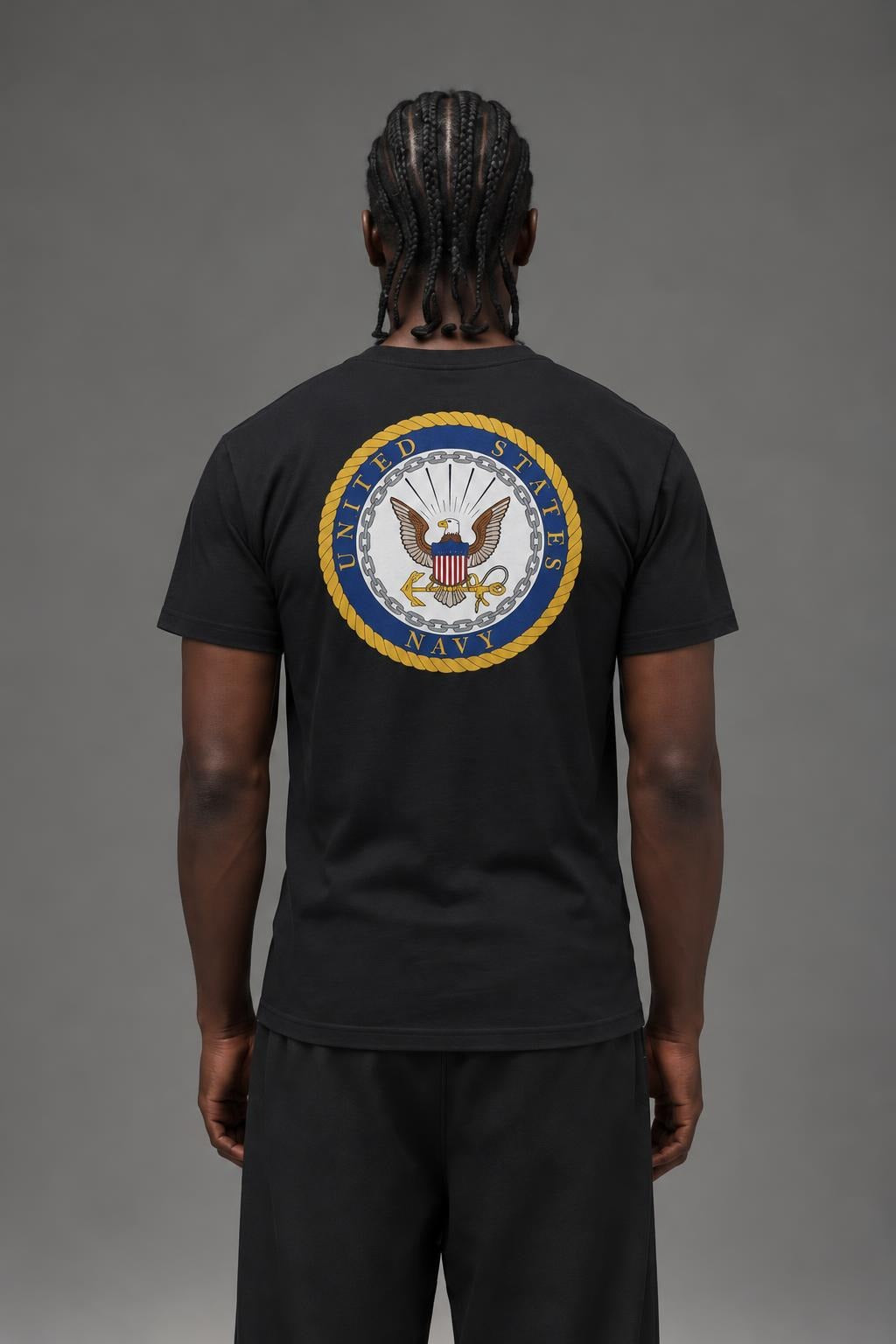 AI model photo - Rothco Veteran T-Shirt Navy Black 1272 1273
