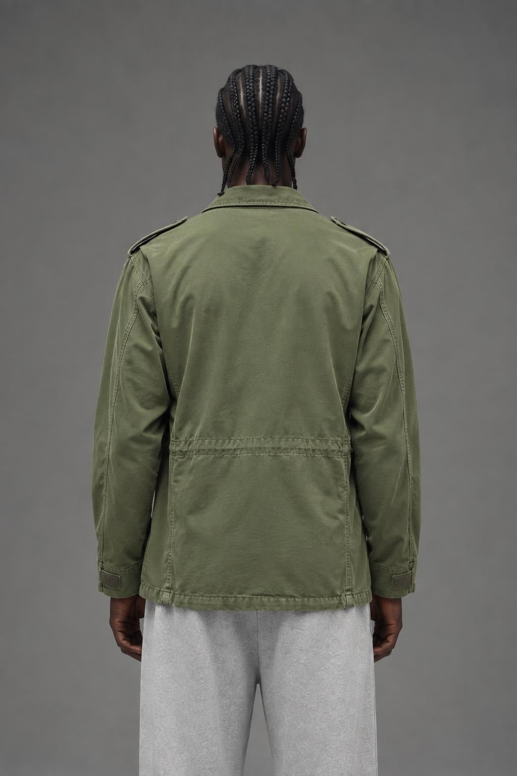 AI model photo - Rothco Vintage M-65 Field Jacket Olive Drab 8603