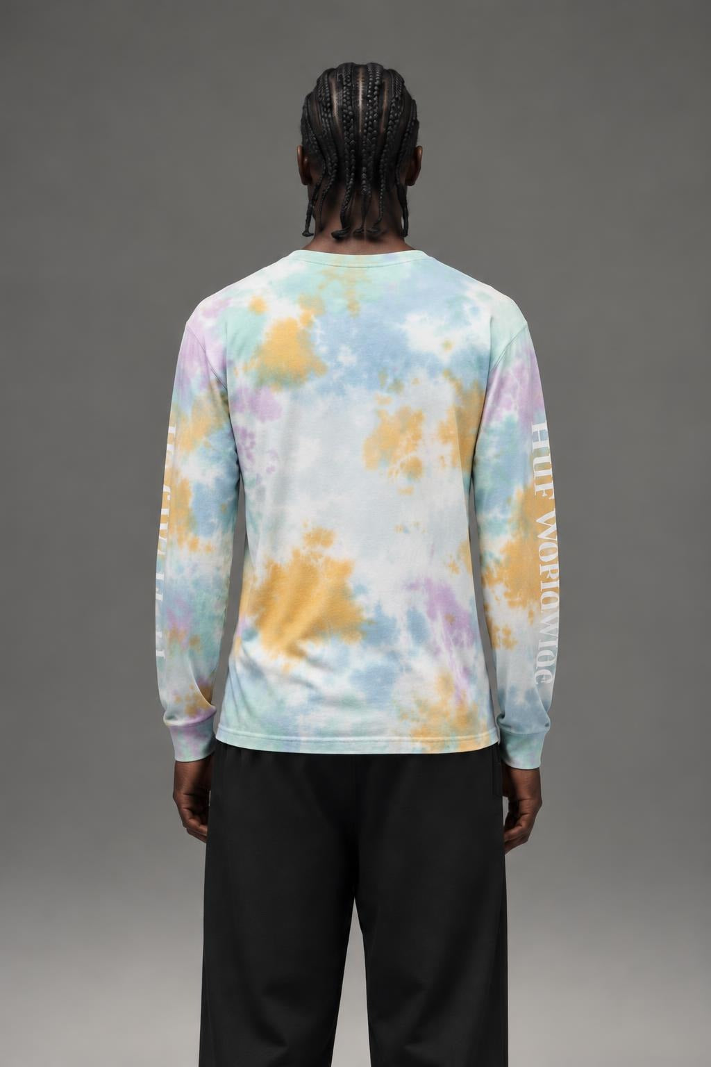 AI model photo - HUF Prism Wash Domestic Long Sleeve T-Shirt White TS01184