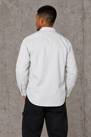 AI model photo - Dickies Men's Long Sleeve Work Shirt White 574WH