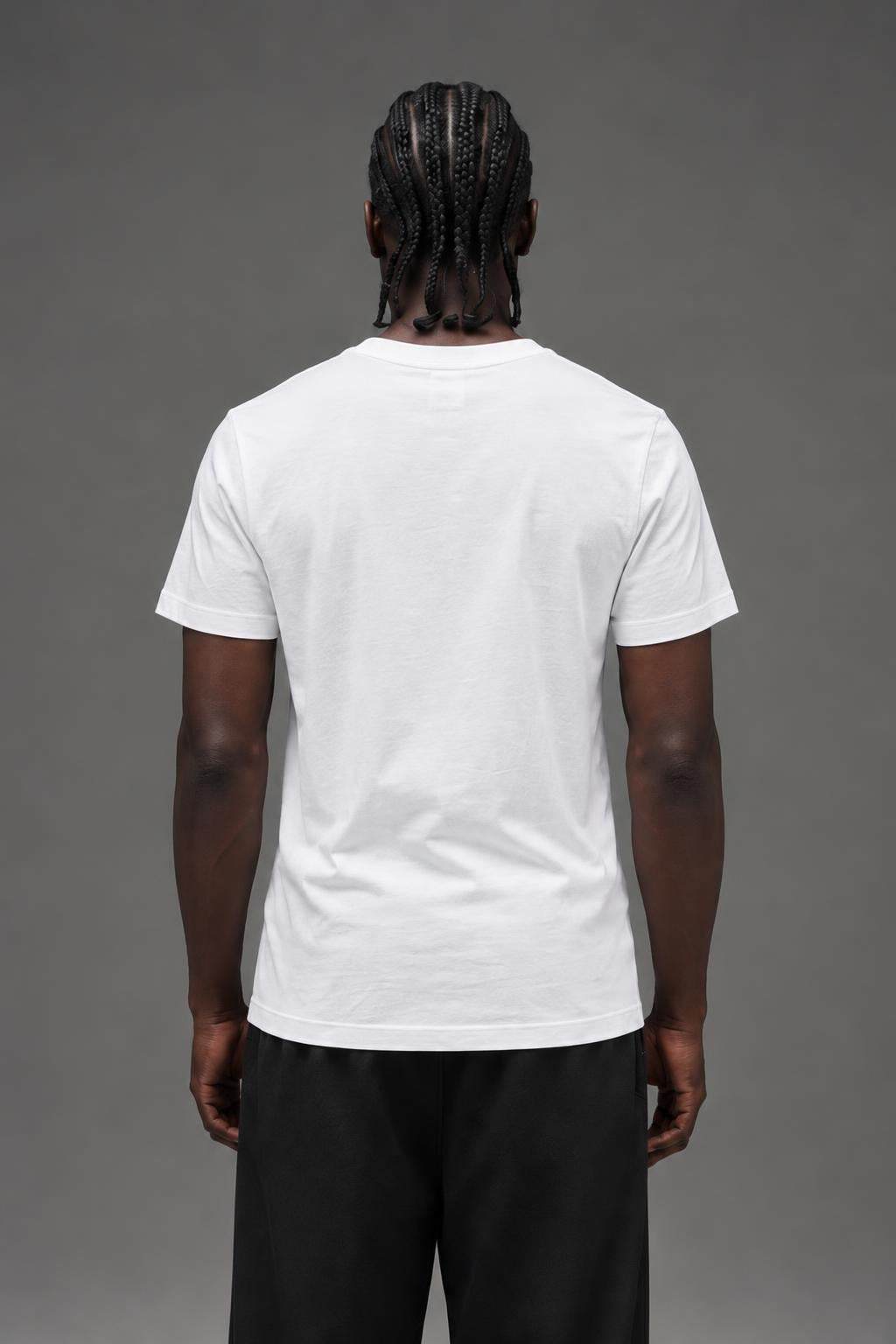 AI model photo - Nike Men's Swoosh T-Shirt White/Black BV7645 100 N1
