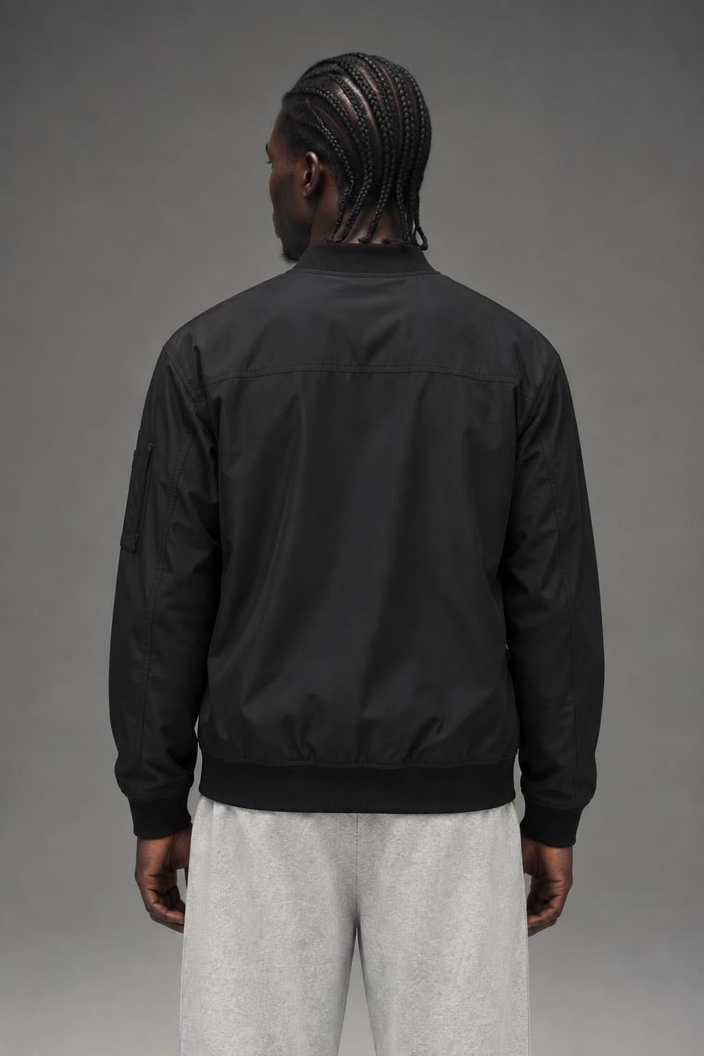 AI model photo - Michael Kors Men's Woven Bomber Jacket Black MNR28288 ET3