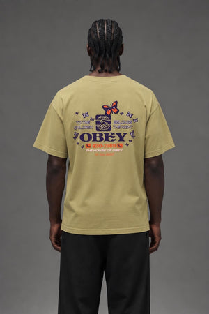AI model photo - OBEY Mens To The Children Heavyweight Box T-Shirt Almond 166912314