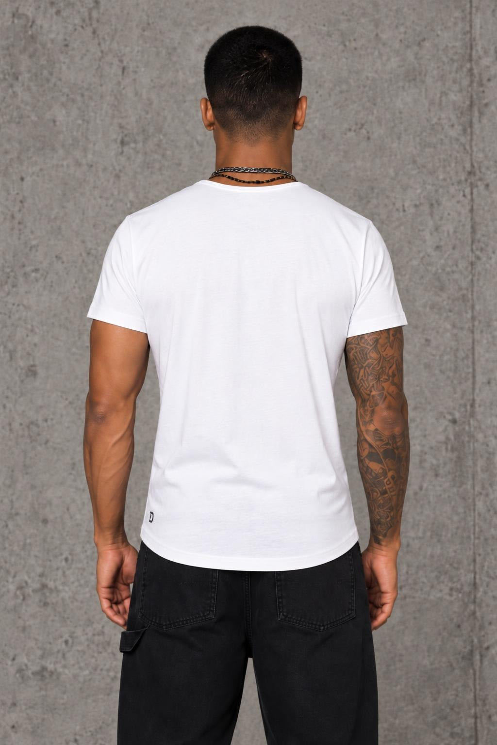 AI model photo - Tom Tailor Mens Print T-Shirt White T2000 103233200