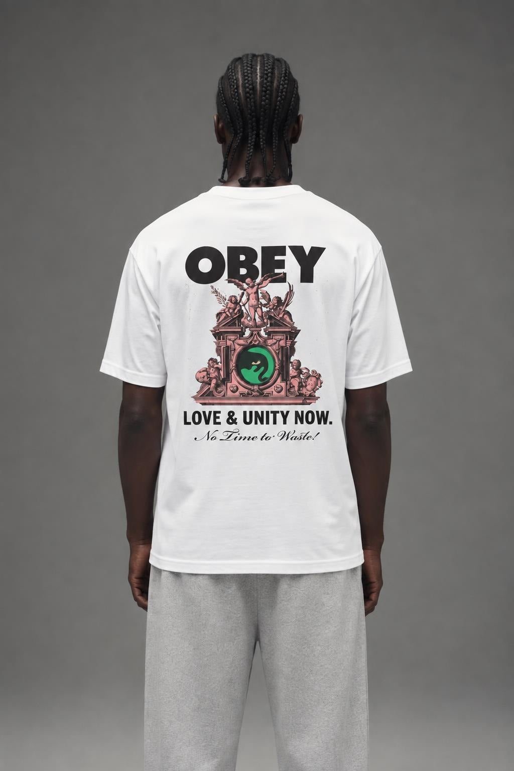 AI model photo - OBEY Love & Unity Now T-Shirt White 165264103 WHT