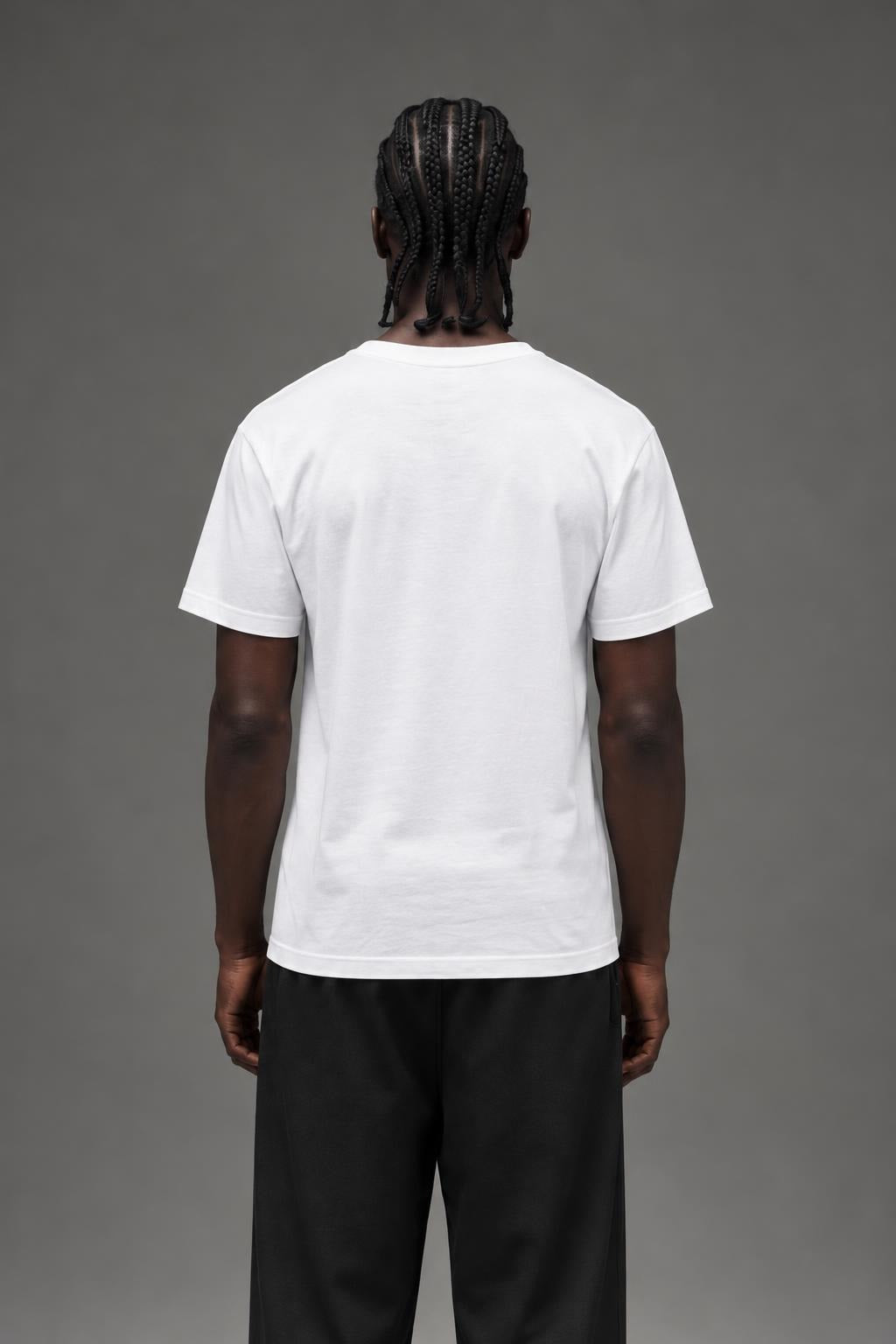 AI model photo - HUF Voyeur Logo Short Sleeve T-Shirt White TS01175