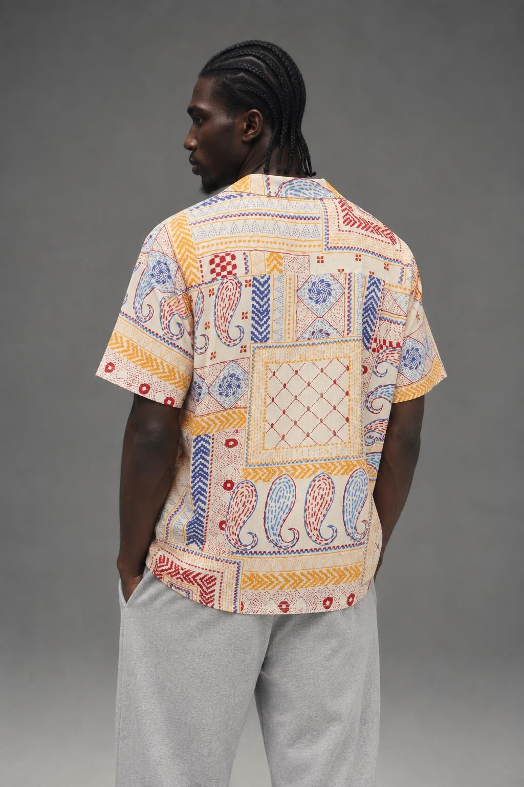 AI model photo - OBEY Archie Woven Cream Multi 181210427 CRM