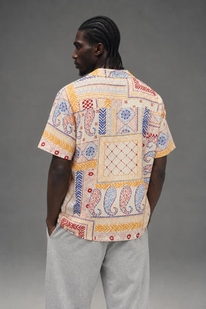 AI model photo - OBEY Archie Woven Cream Multi 181210427 CRM