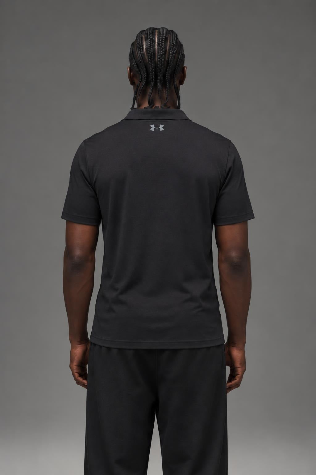 AI model photo - Under Armour Mens Playoff Golf Polo T-Shirt Black/Graphite 1253479-001