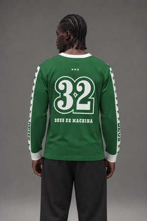 AI model photo - Deus EX Machina Men's Round Up Long Sleeve Tee Hillside Green DMF241547 HLG