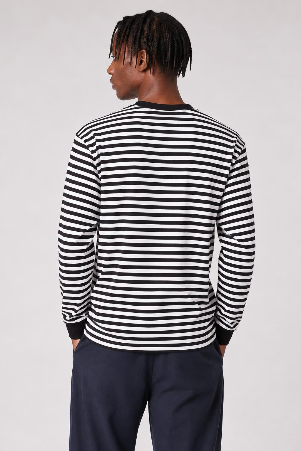 AI model photo - OBEY 89 Icon Stripe Box Tee III Long Sleeve Black Multi 131030097