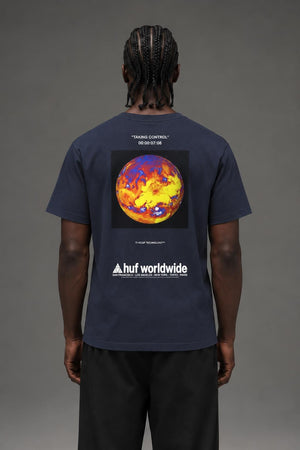 AI model photo - HUF Taking Control Short Sleeve Tee French Navy TS01178