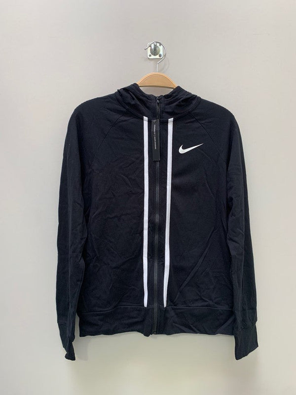 Nike Girl's Classic Logo Full Zip Up Hoodie Black/White AQ9051 010 N1