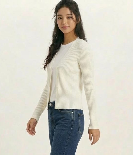 Calvin Klein Women's LS Cotton Rib Cardigan Tofu 47A303G 103