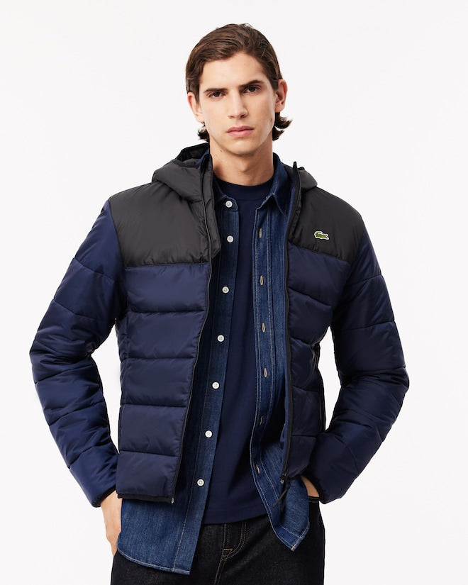 Lacoste Men’s Water-Repellent Quilted Puffer Jacket Navy/Black BH6763-51 JB1