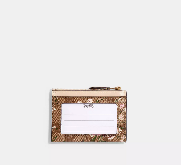 Coach Women's Mini Skinny Id Case In Signature Canvas With Evergreen Print Im/Khaki Multi C4476 IME7V - APLAZE