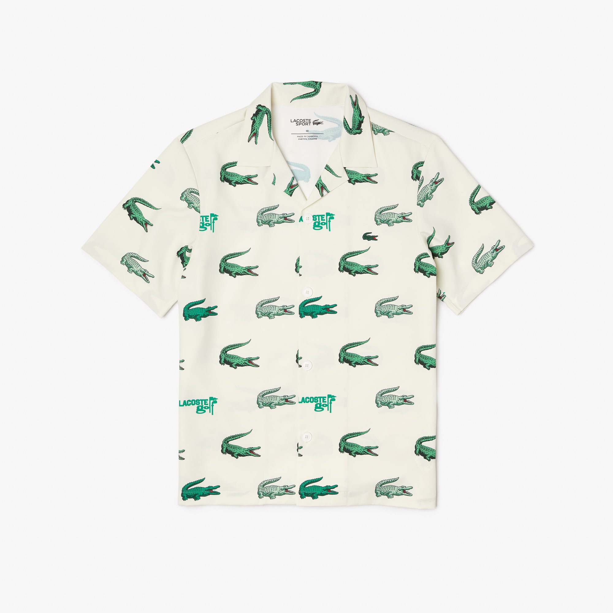 Lacoste Mens Golf Printed Short-Sleeve Shirt Flour CH5619 70V - APLAZE