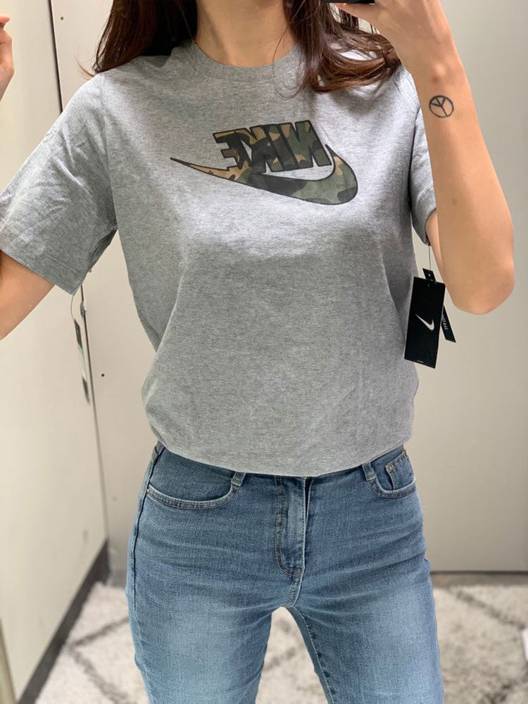 Nike Boy's Sportswear Camo Logo T-Shirt Dark Grey Heather CI9617 063 N8