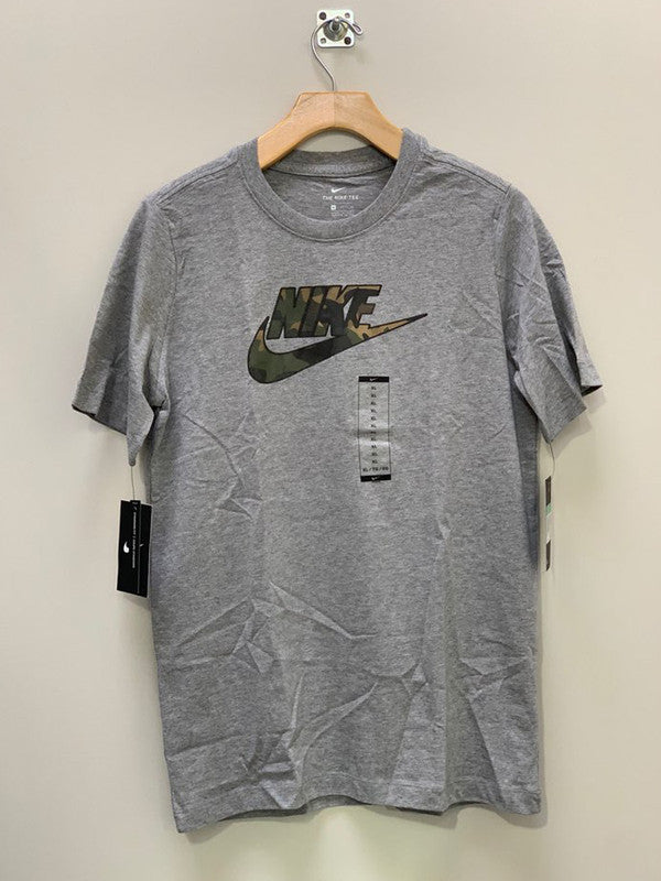Nike Boy's Sportswear Camo Logo T-Shirt Dark Grey Heather CI9617 063 N8
