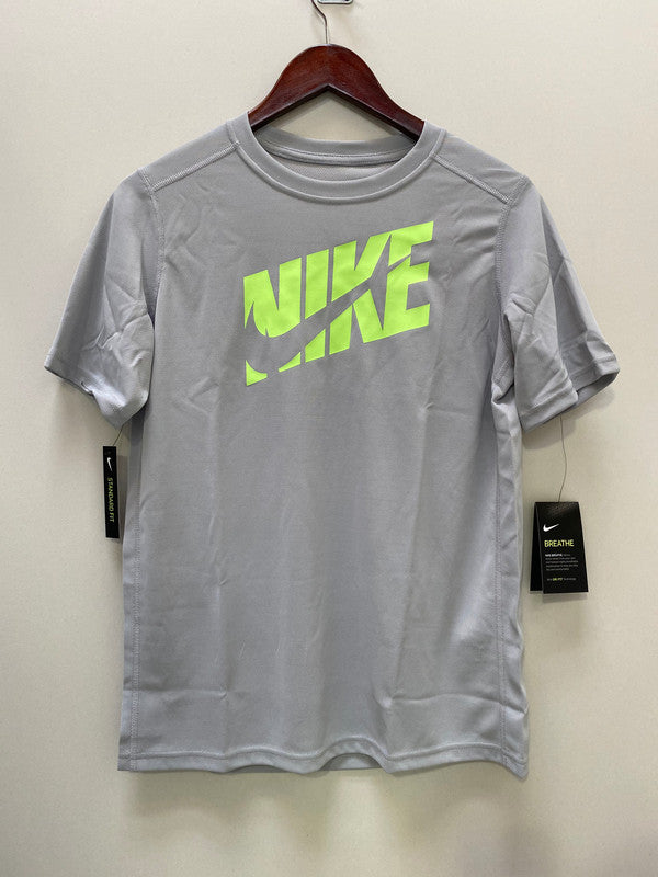 Nike Boy's Dri-Fit Training T-Shirt Light Grey/Ghost Green CJ7736 078 N8
