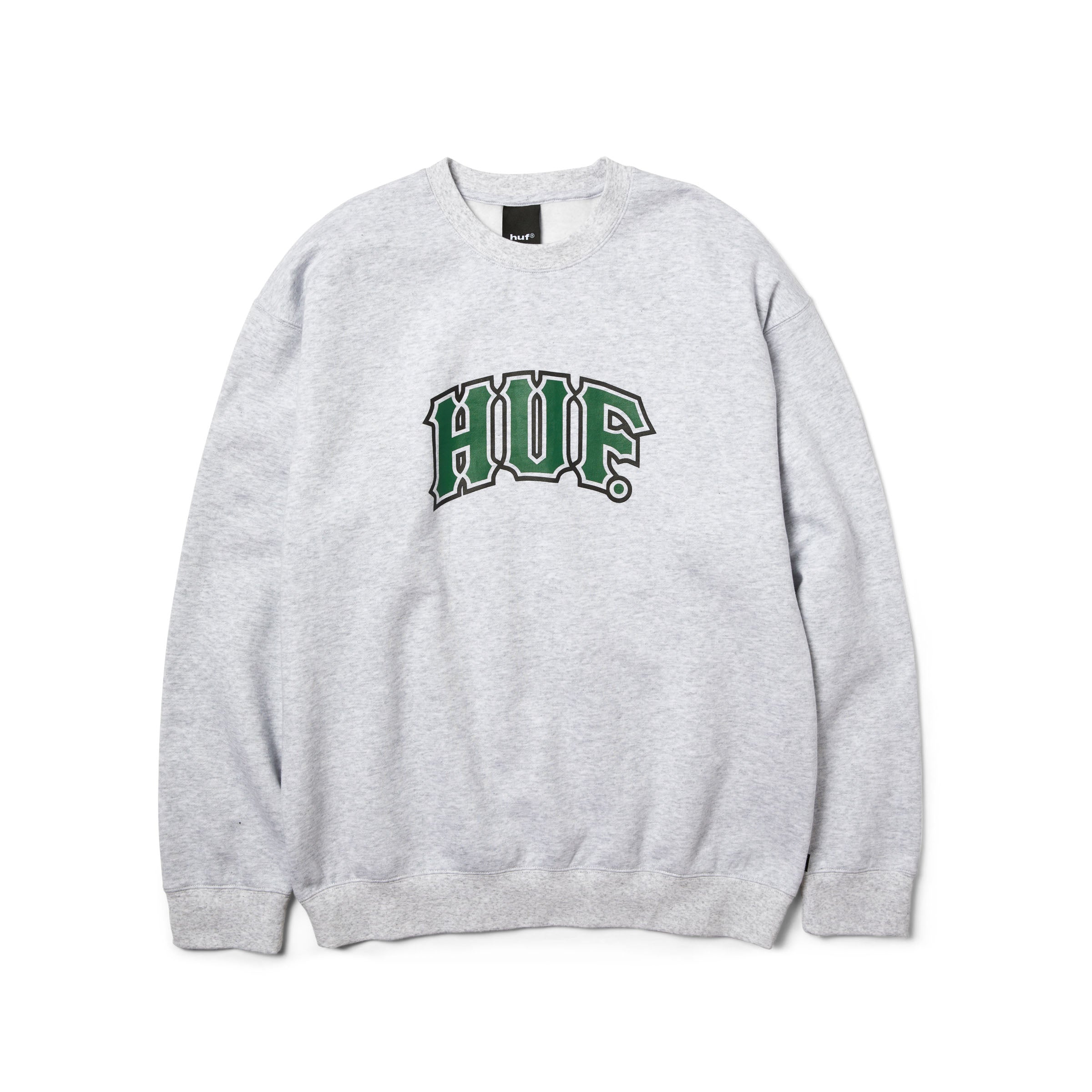 HUF Men's Classic Arch Crew Heather Grey PF00822 HTGRY
