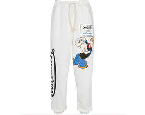 Von Dutch Mens Popeye Character Cotton Fleece Sweatpants Off White PM151V