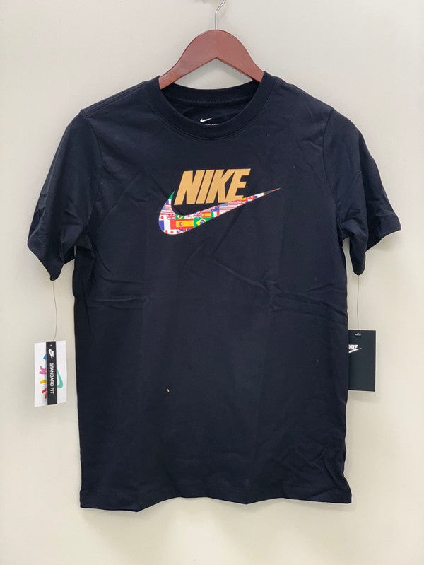Nike Boy's World Flag Swoosh T-Shirt Black CV2175 010 N8