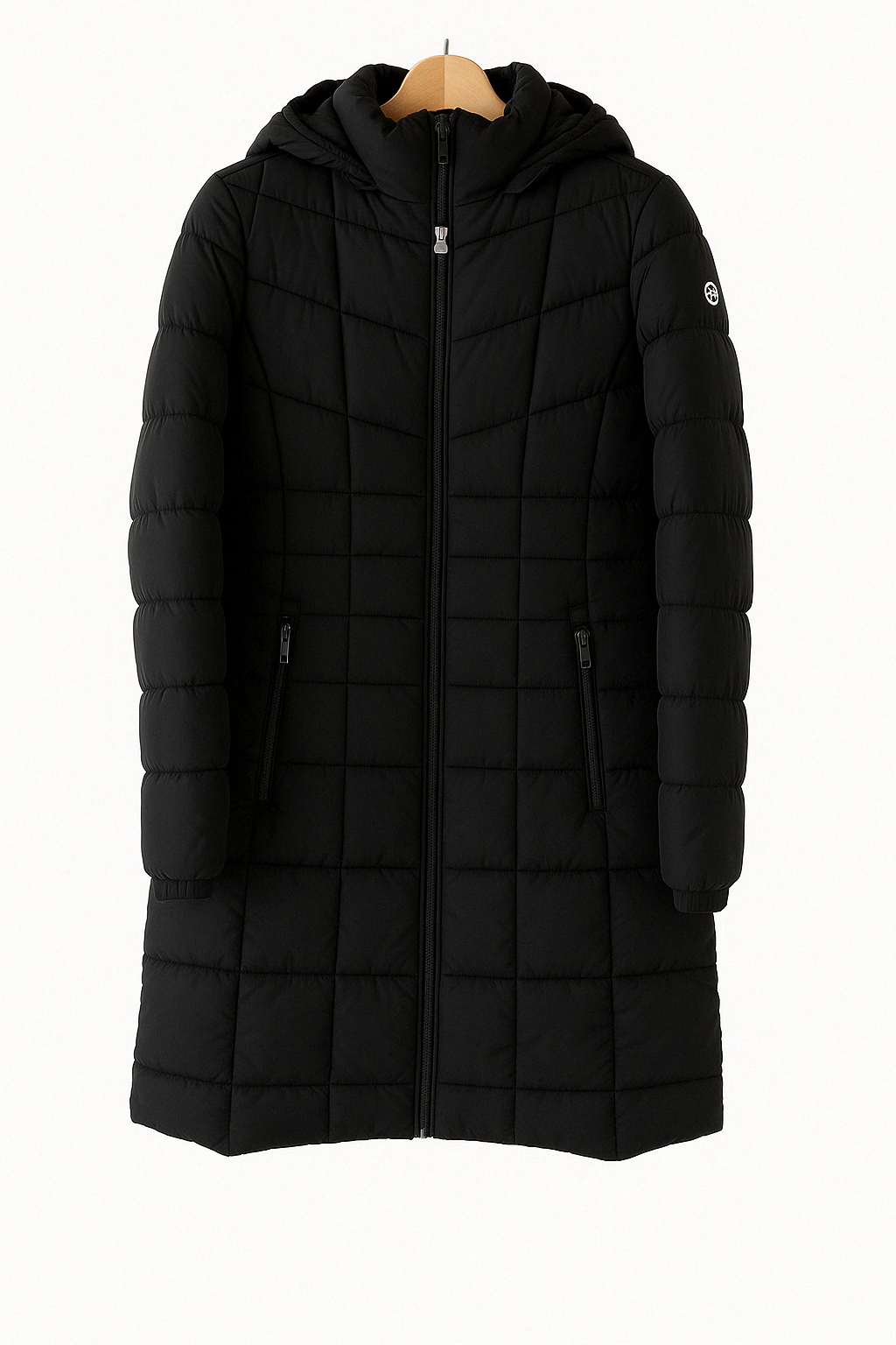 Calvin Klein Women's Long Water Resistant Hooded Puffer Jacket Black CW303264 BLK C4