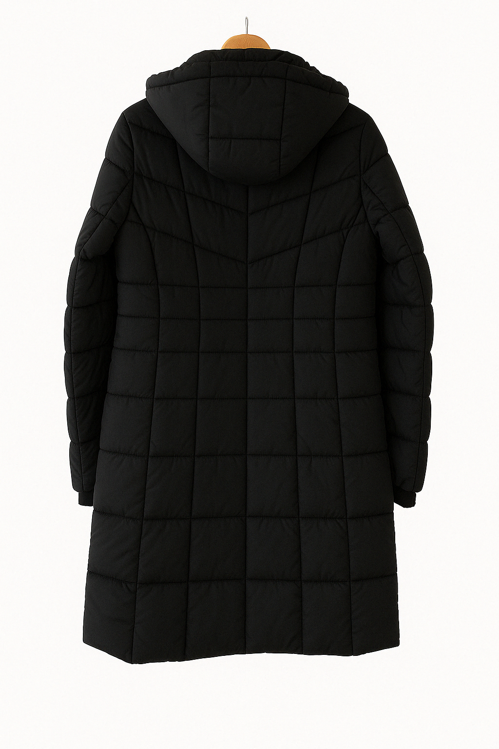 Calvin Klein Women's Long Water Resistant Hooded Puffer Jacket Black CW303264 BLK C4