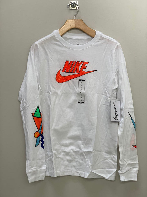 Nike Boy's Wild Swoosh Long Sleeve T-Shirt White CZ1853 100 N8