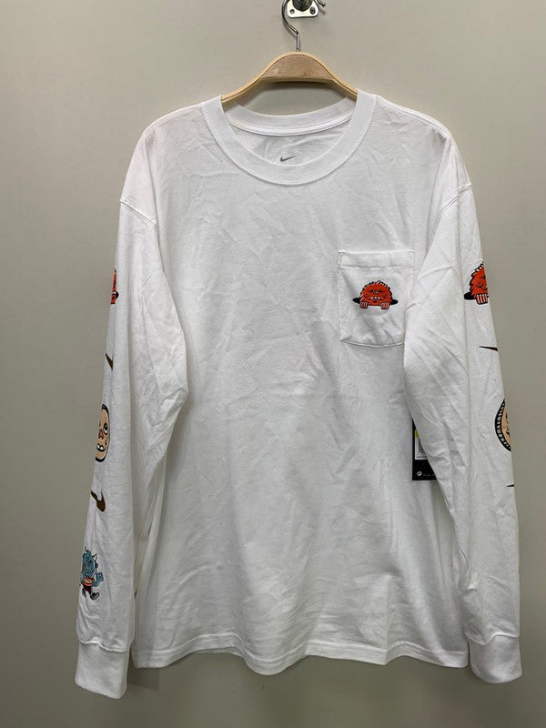 Nike Men's Pocket Skate Long-Sleeve T-Shirt White/Black CZ6175 100 N7