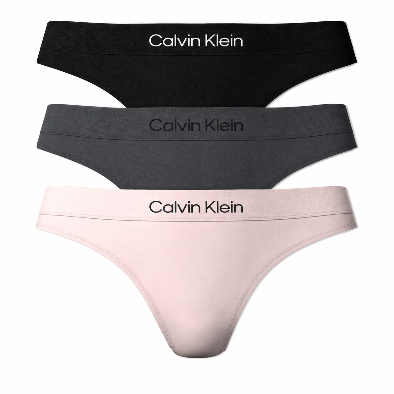Calvin Klein Women's Thong 3PK Black / Ashford Grey / Nymph's Thigh QP3207O 002