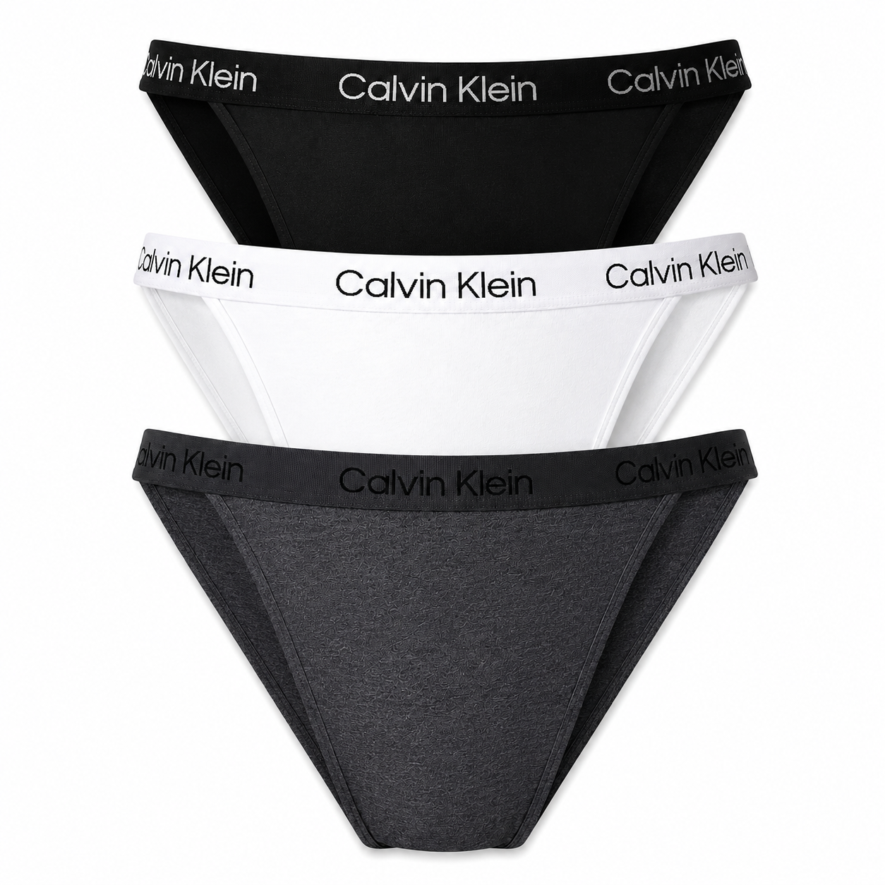 Calvin Klein Women's String Bikini 3PK Black / White / Charcoal Heather QP2960O 021