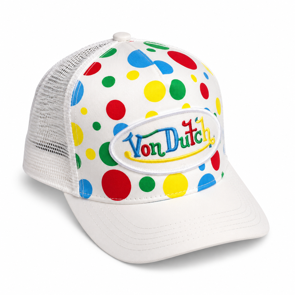 Von Dutch Polka Dot Trucker Hat White Multicolor VD-CAP-007