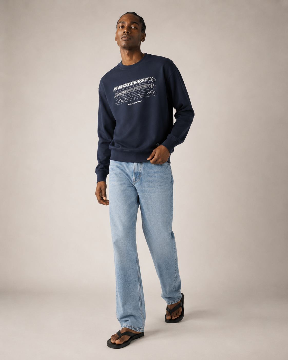 Lacoste Men's Loose Fit Branded Sweatshirt Blue Night SH5540 KXE