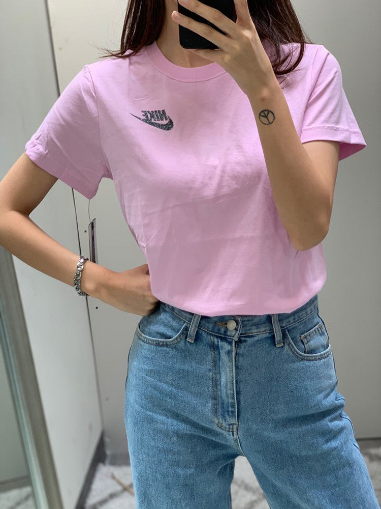 Nike Girl's Speckled Regrind Logo T-Shirt Light Arctic Pink DA1584 676 N9