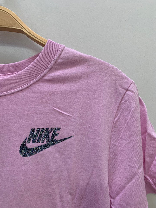 Nike Girl's Speckled Regrind Logo T-Shirt Light Arctic Pink DA1584 676 N9