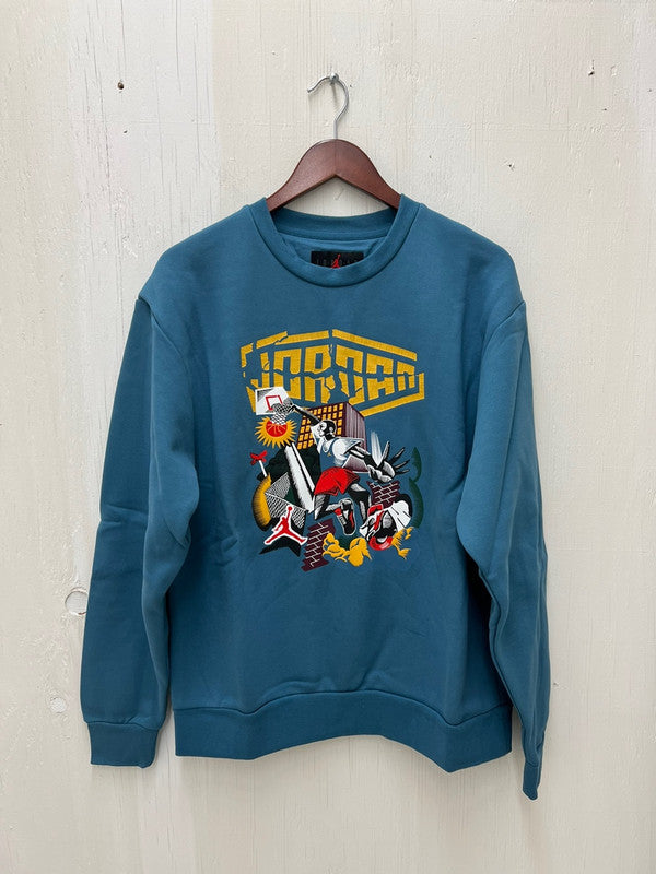 Nike Men's Jordan Sport DNA Fleece Crewneck Sweatshir Rift Blue DC9615 415 N2