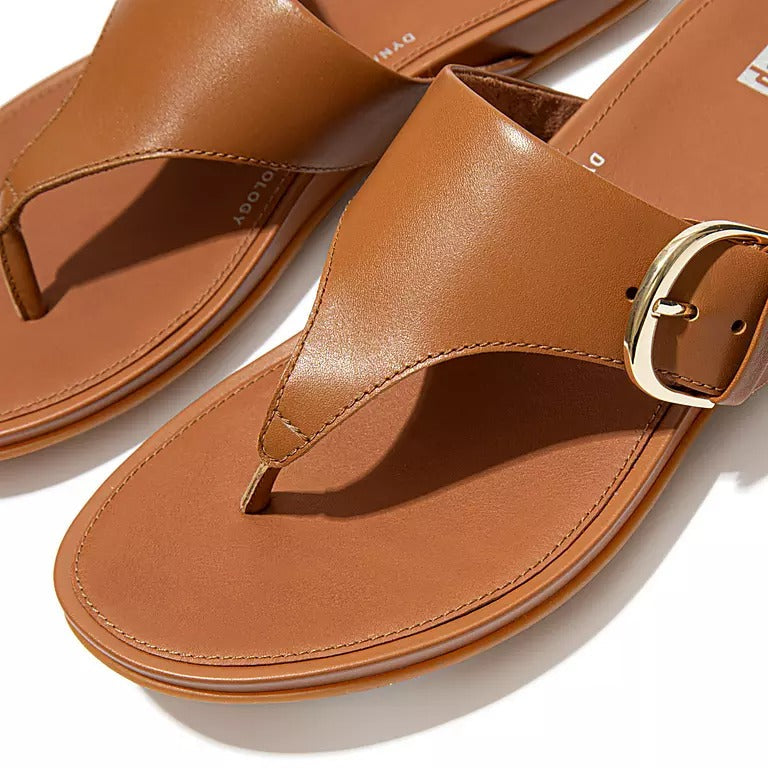 Fitflop Women's Graccie Buckle Leather Toe-Post Sandals Light Tan 592 060