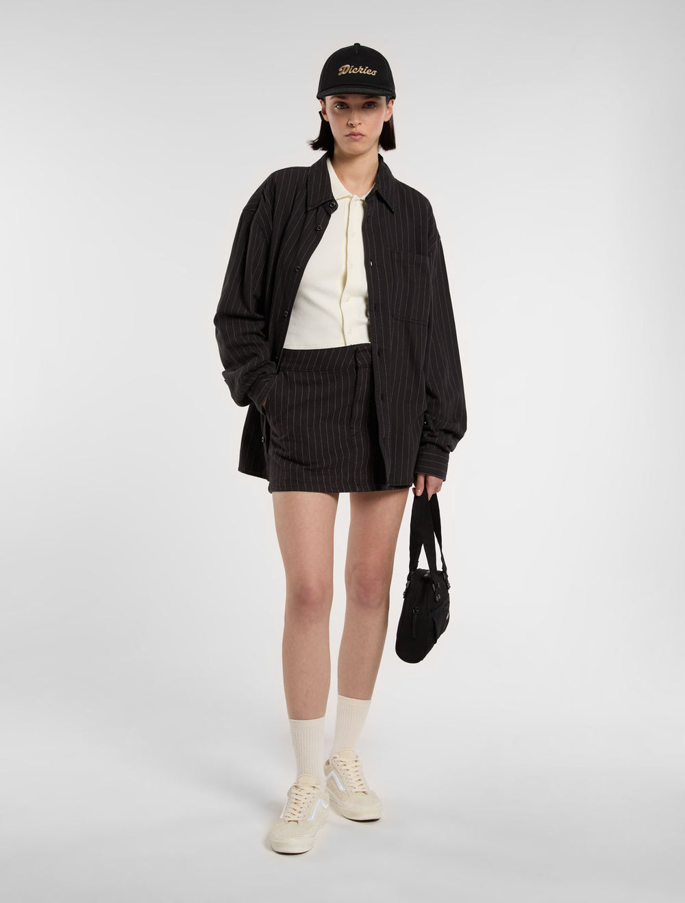 Dickies Womens Service Work Skirt Hickory Stripe Black A4Z88BLK